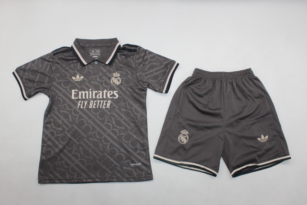 Kids-Real Madrid 24/25 Third Dark Grey Soccer Jersey